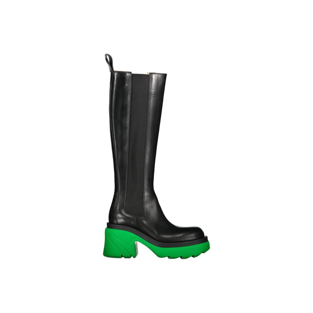 Bottega Veneta Black-Green Leather Over The Knee