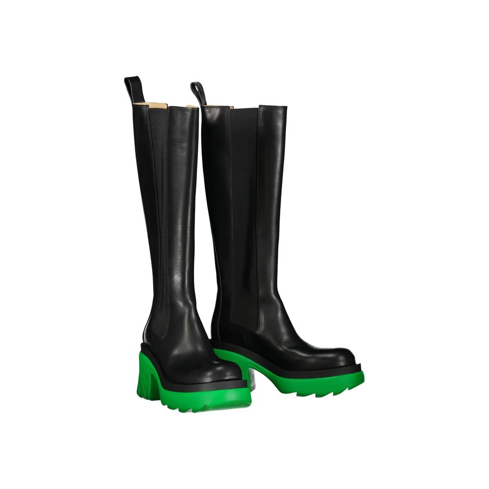 Bottega Veneta Black-Green Leather Over The Knee