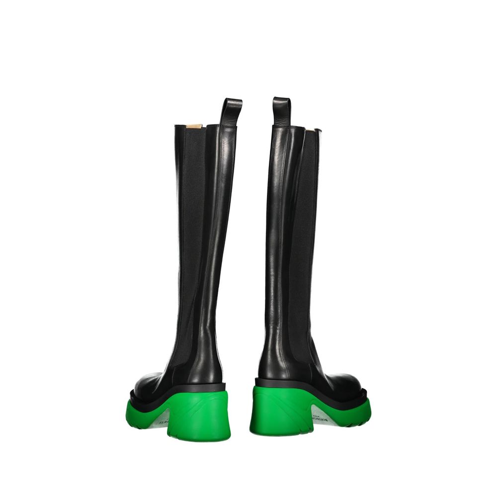 Bottega Veneta Black-Green Leather Over The Knee