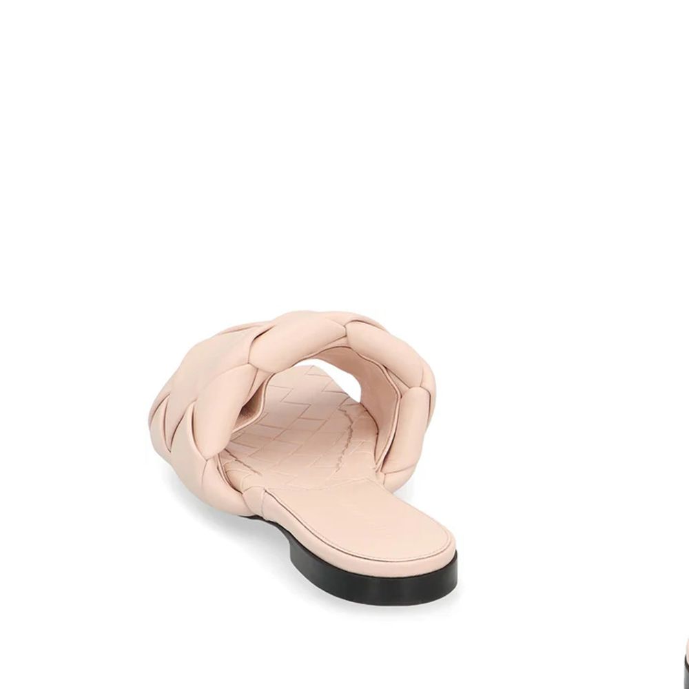 Bottega Veneta Pastel Pink Leather Flat Sandals