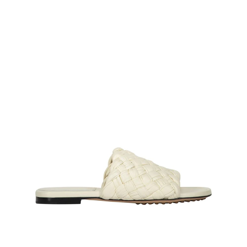 Bottega Veneta White Leather Flat Sandals