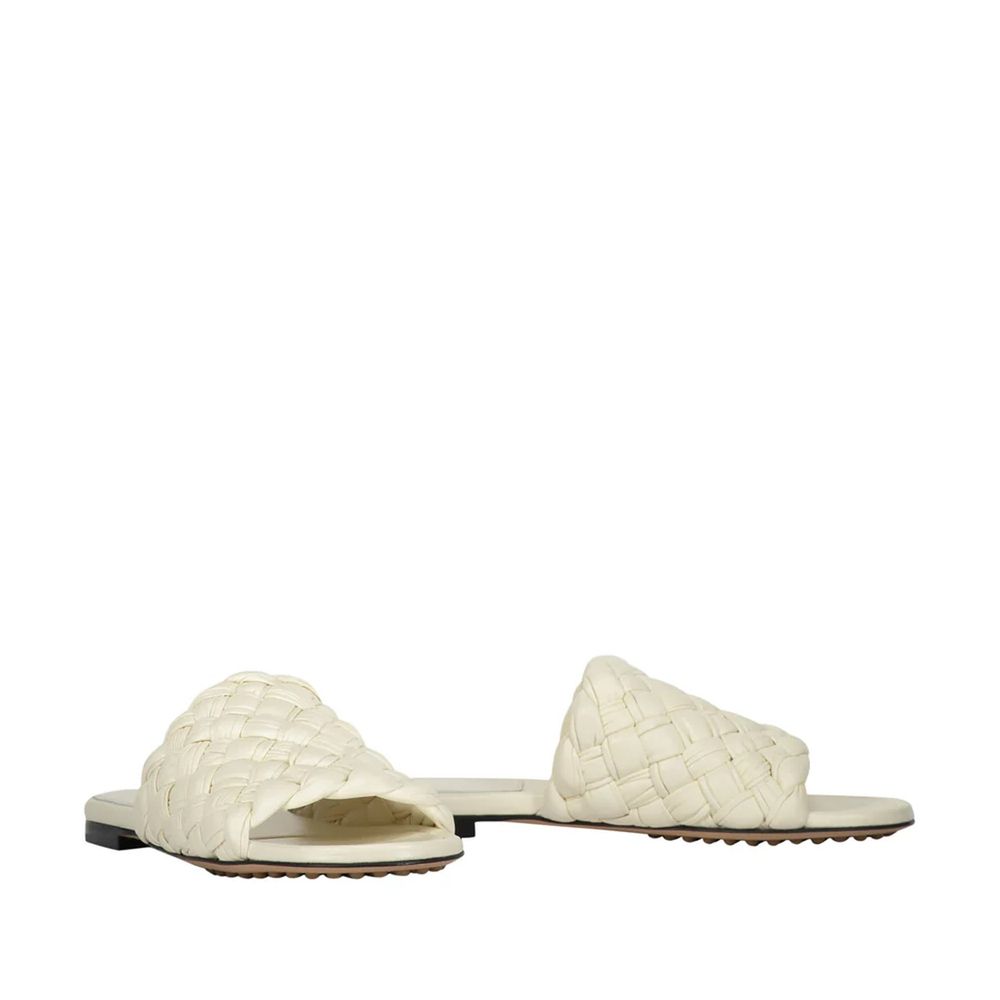 Bottega Veneta White Leather Flat Sandals