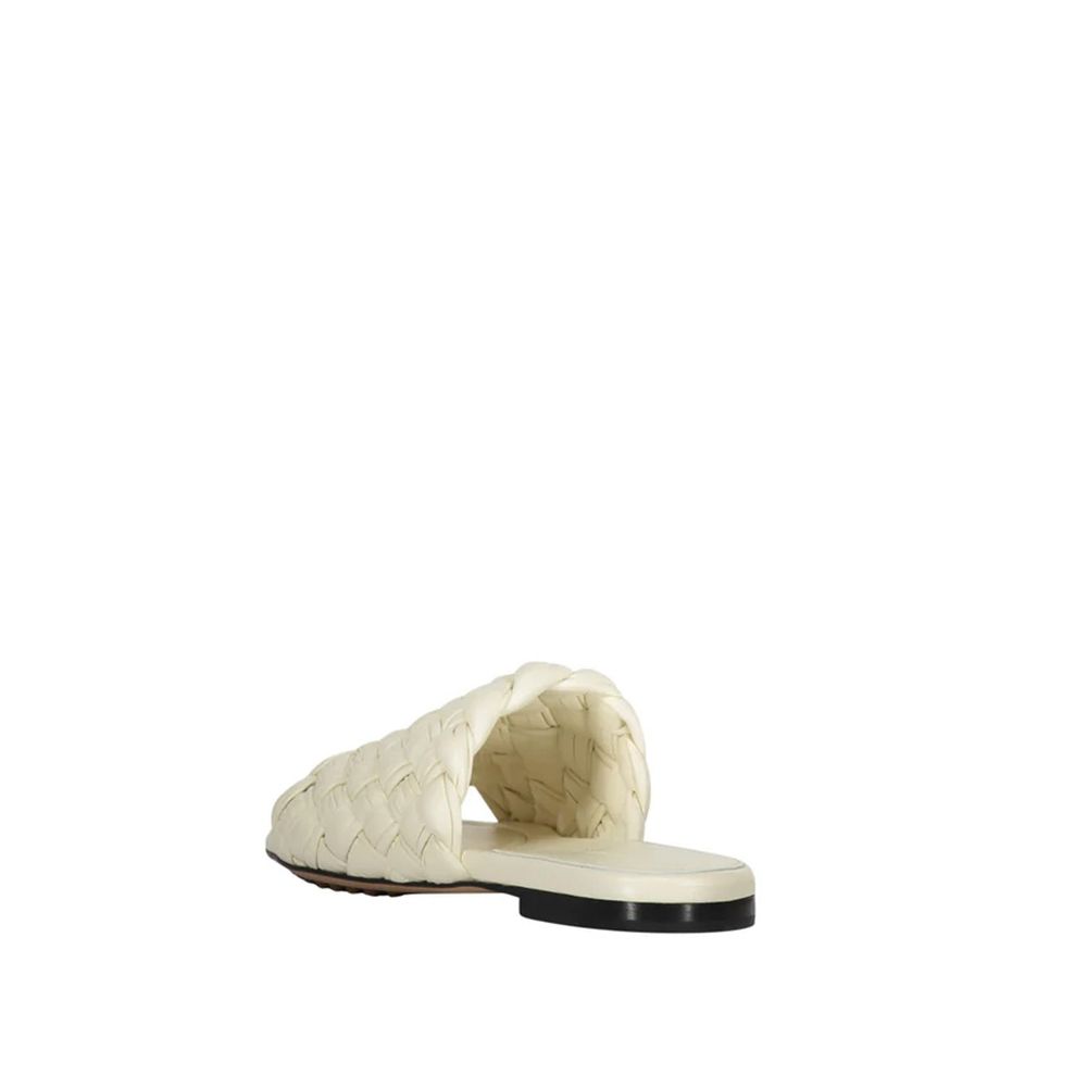 Bottega Veneta White Leather Flat Sandals