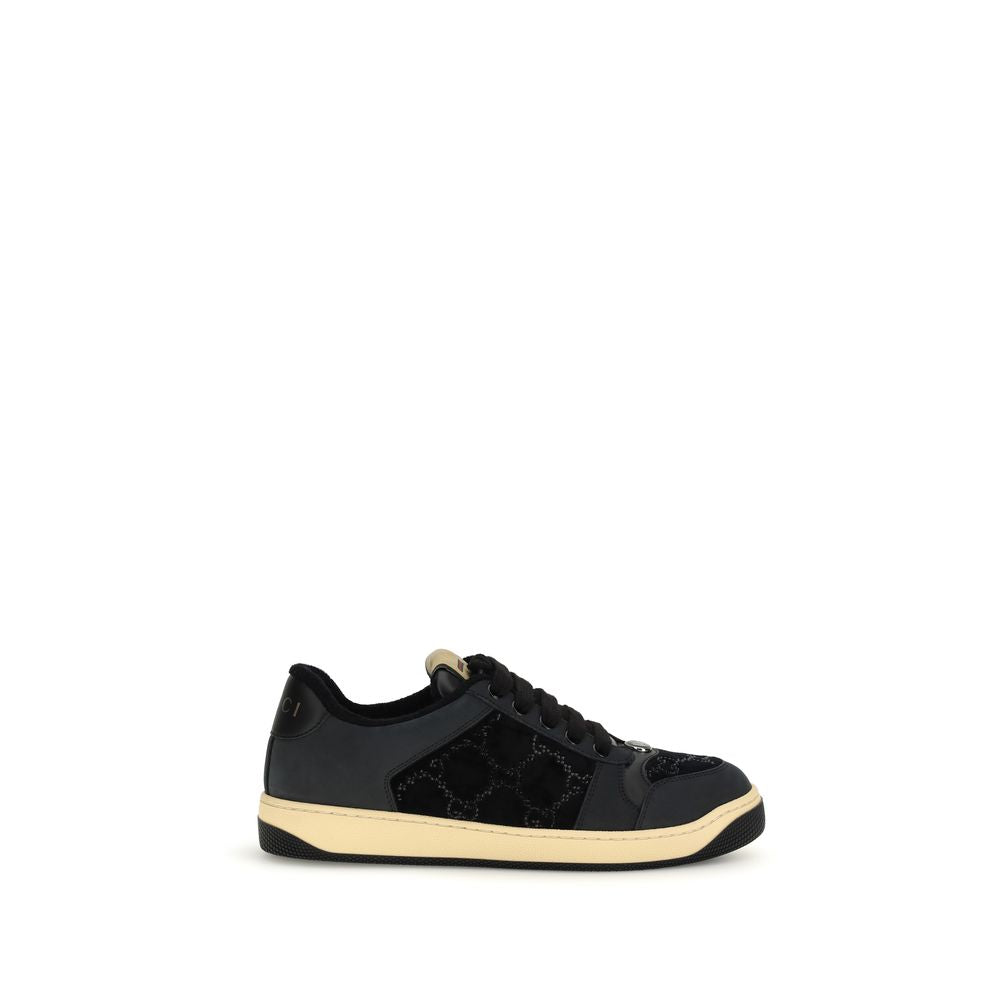 Gucci Velvet GG Crystal Screener Leather Sneakers