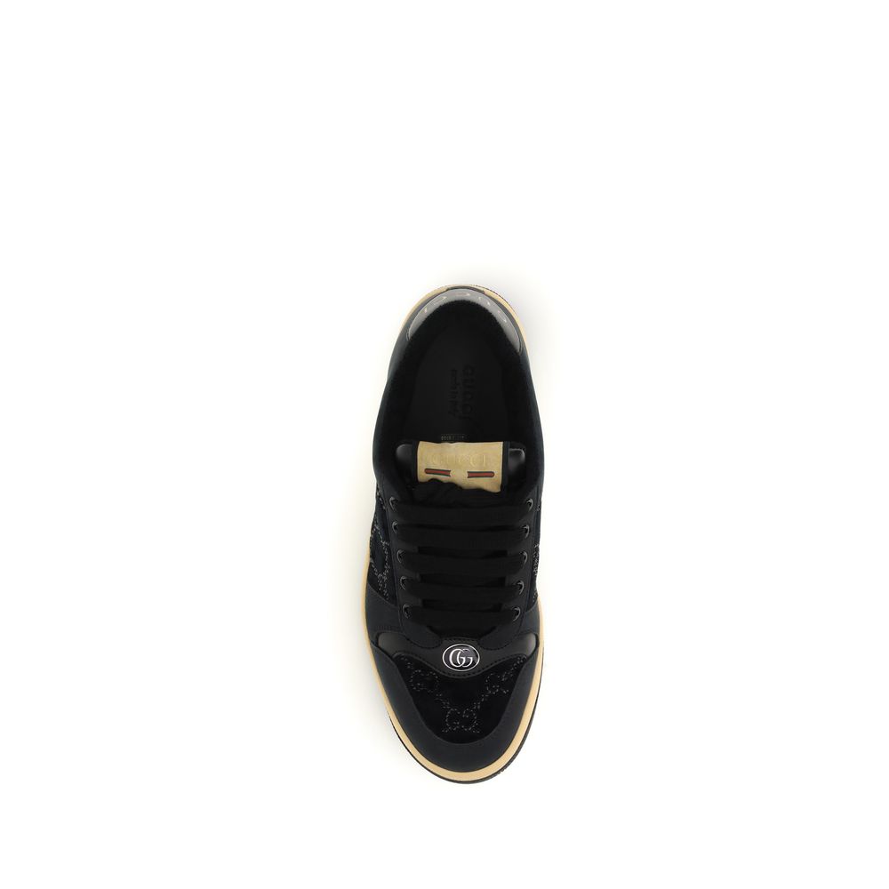Gucci Velvet GG Crystal Screener Leather Sneakers
