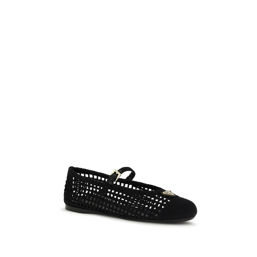 Prada Black Crochet Mary Jane Shoes