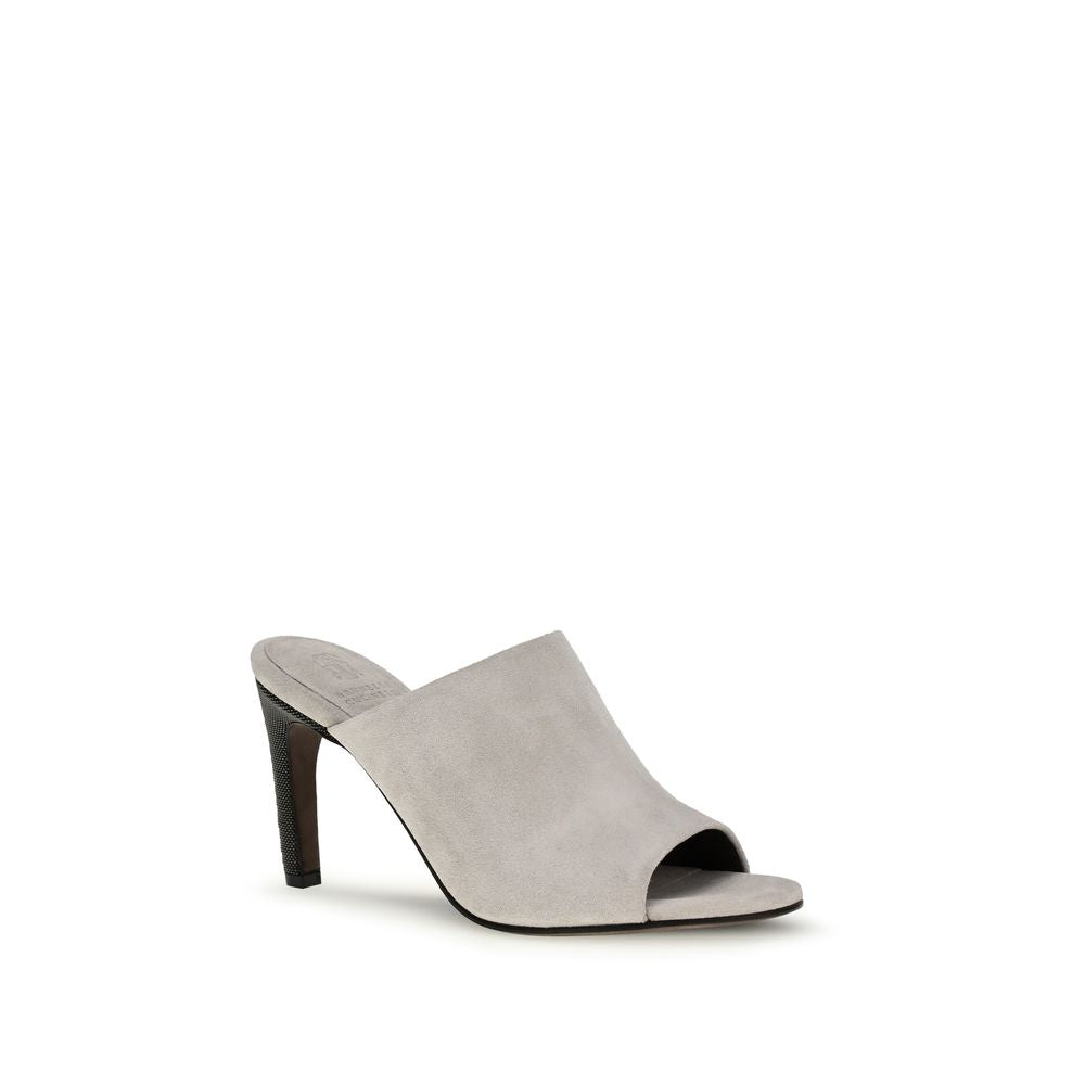 Brunello Cucinelli Suede Leather Sandal Mules