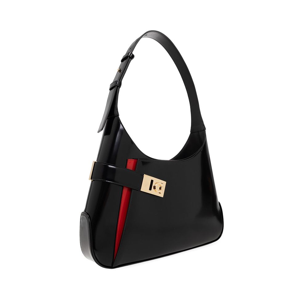Salvatore Ferragamo Leather Hobo Bag - Black