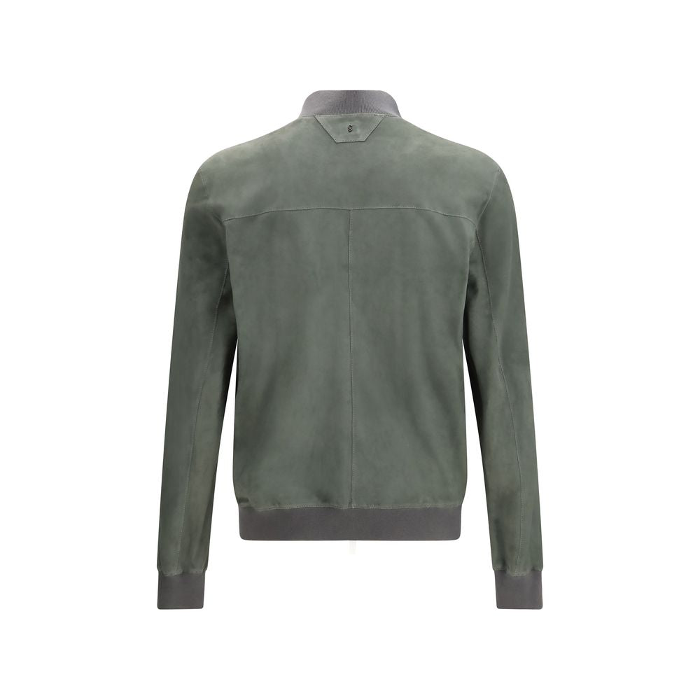 Salvatore Santoro Gray/Grey Leather Bomber Jacket
