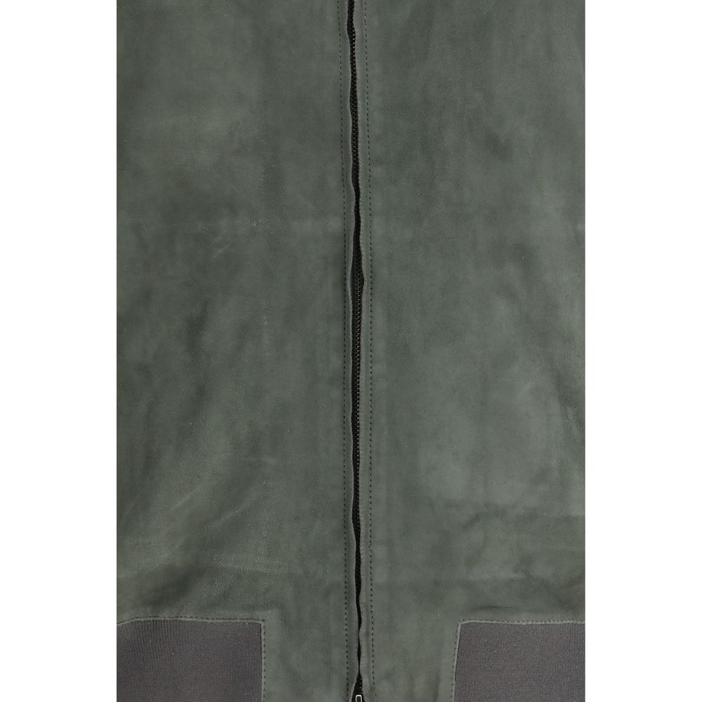 Salvatore Santoro Gray/Grey Leather Bomber Jacket