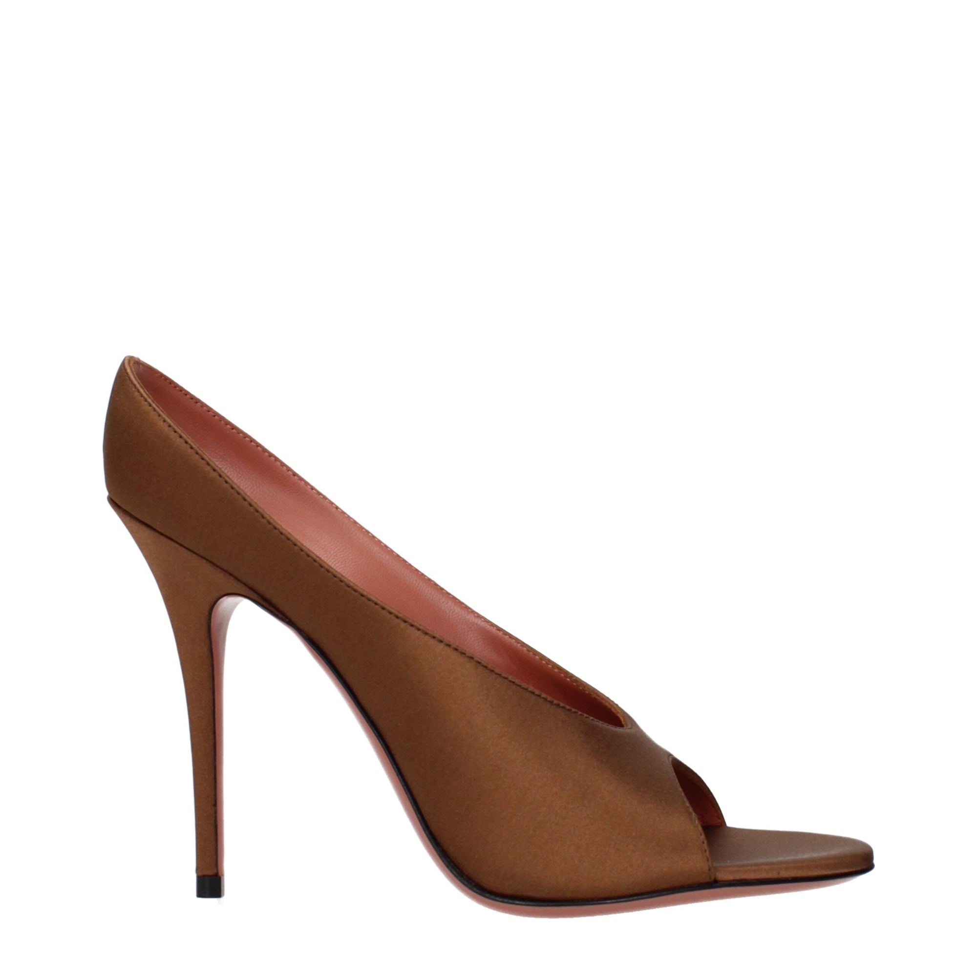 Amina Muaddi Anok Peep Toe Heeled Mule Sandals - Brown