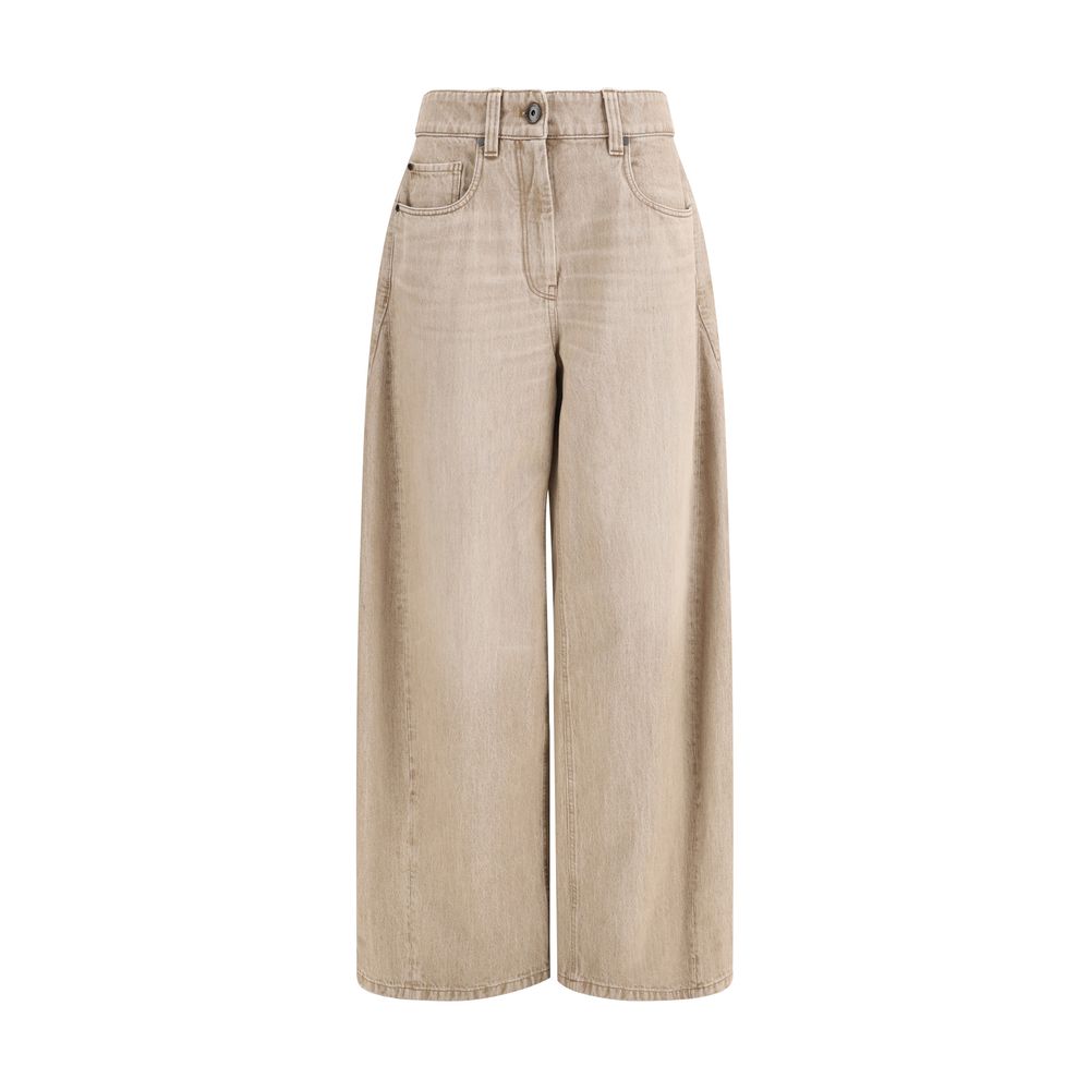 Brunello Cucinelli Beige Barrel Denim Jeans