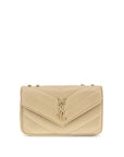 Saint Laurent Loulou Small Matelassé Shoulder Bag - Beige