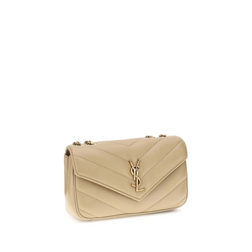 Saint Laurent Loulou Small Matelassé Shoulder Bag - Beige