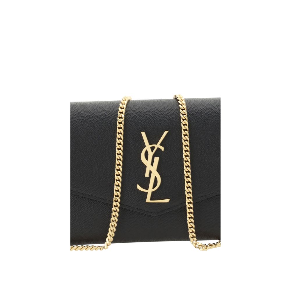 Saint Laurent Black Leather Chain Strap Wallet