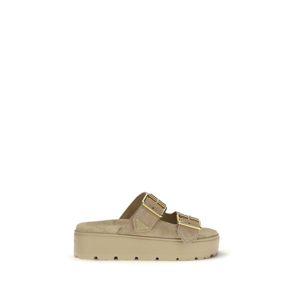 Prada Beige Leather Platform Sandals