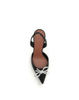 Amina Muaddi Rosie Silk Slingback Heels - Black