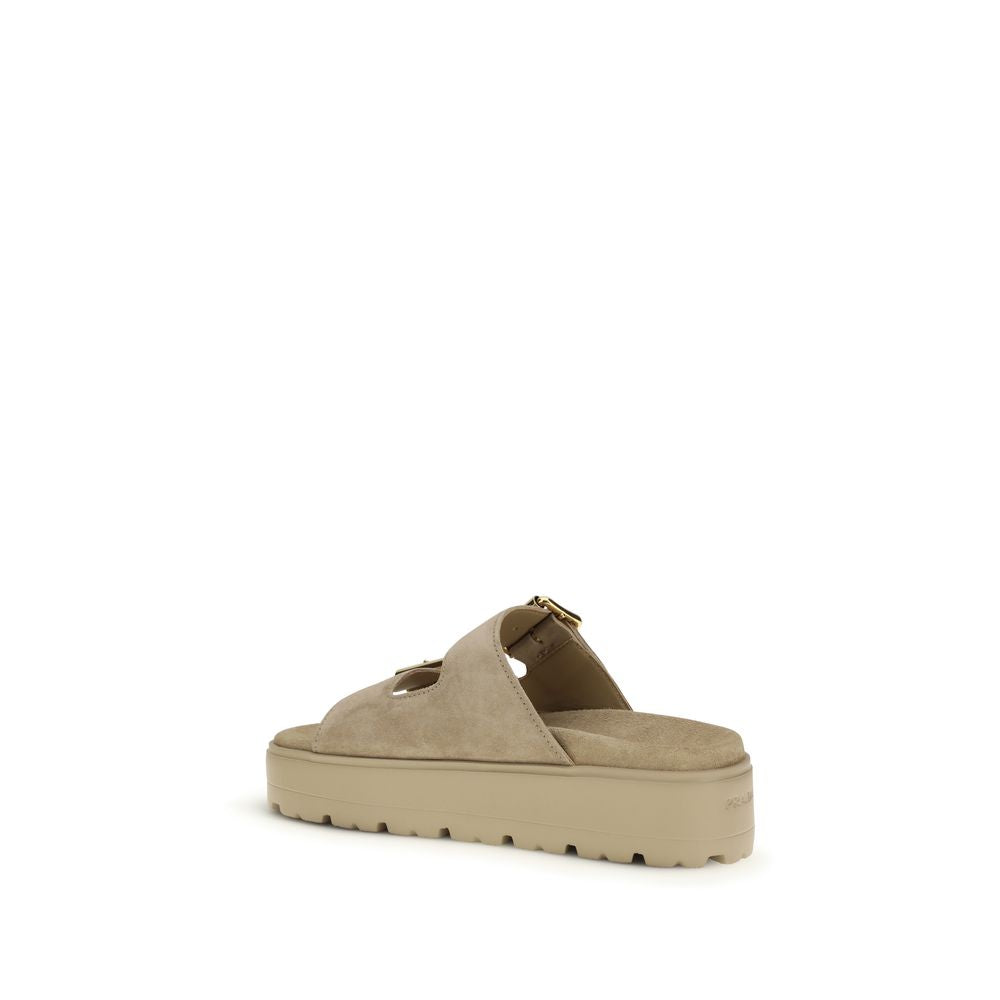 Prada Beige Leather Platform Sandals