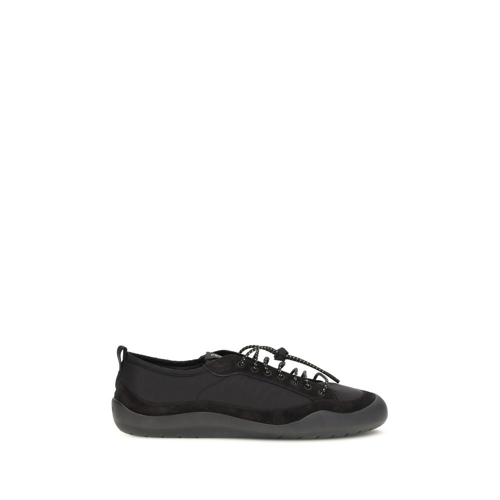 Prada Paracord Lace-Up Leather Sneakers - Black