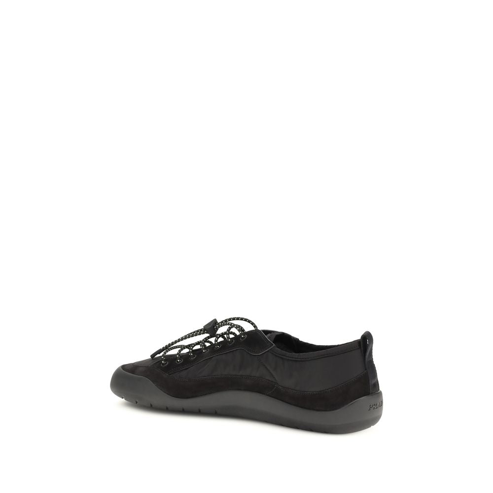 Prada Paracord Lace-Up Leather Sneakers - Black