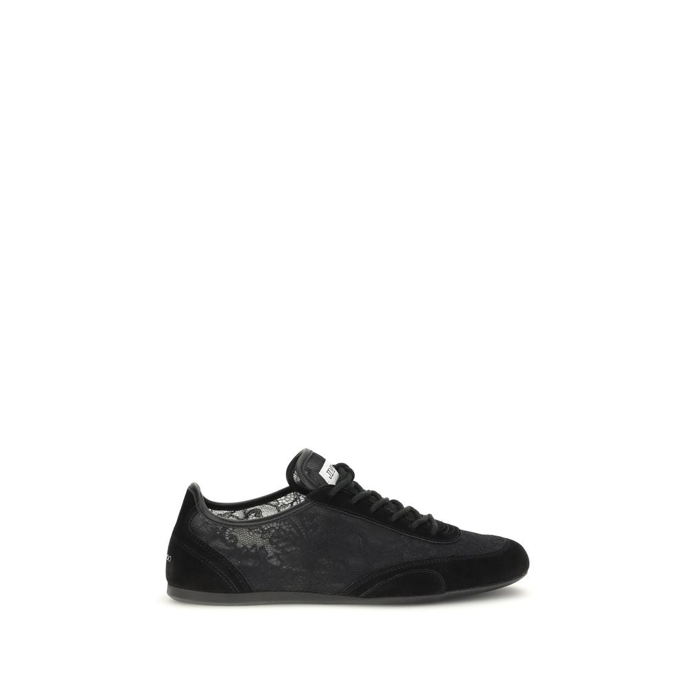 Jimmy Choo Black Sunny Floral Lace Low Top Sneakers