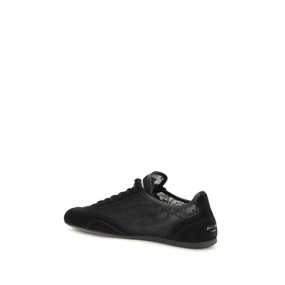 Jimmy Choo Black Sunny Floral Lace Low Top Sneakers