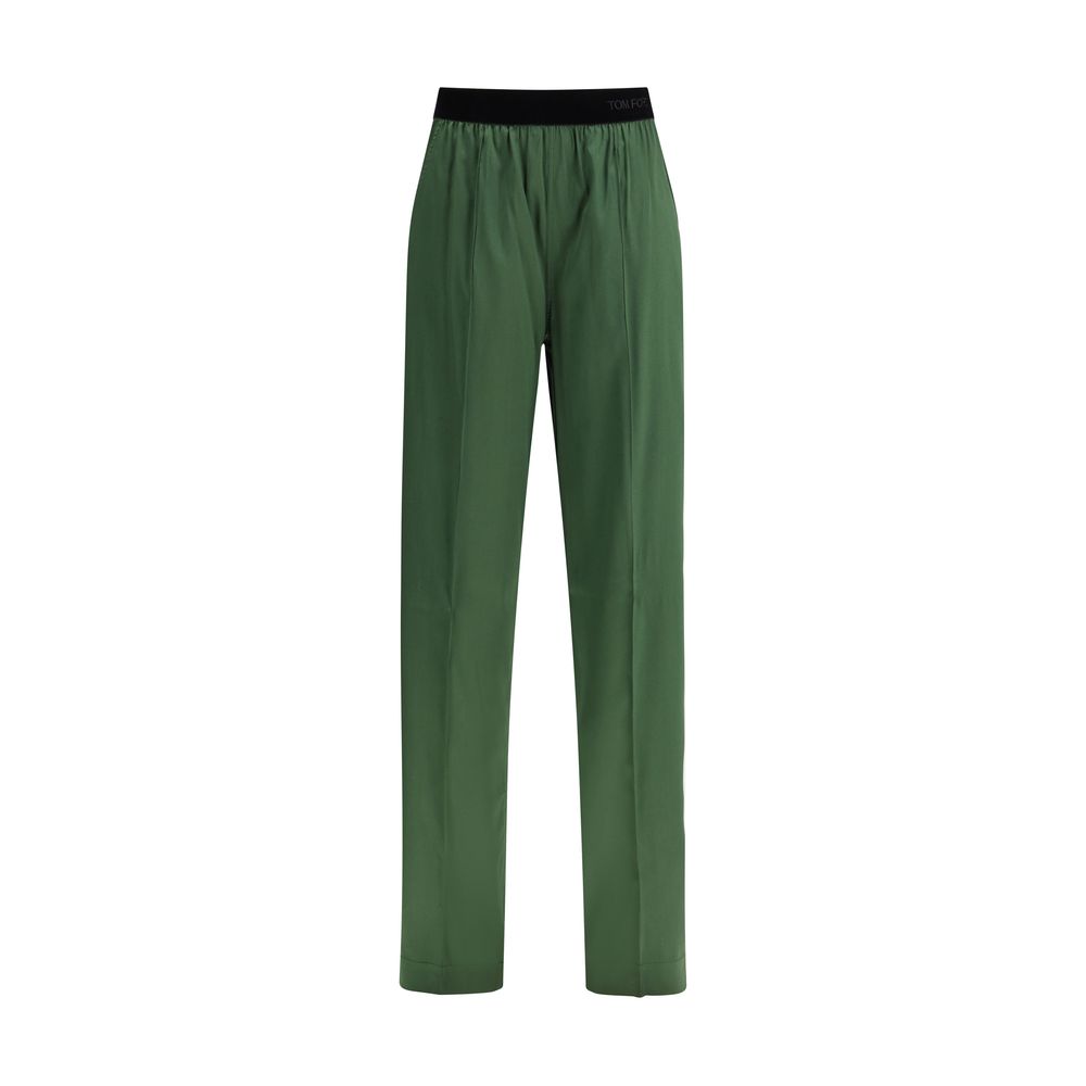Tom Ford Silk Straight Leg Casual Pants - Green