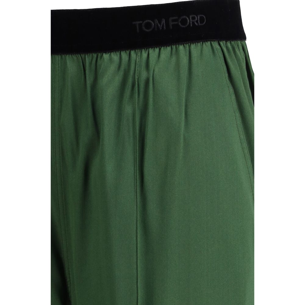 Tom Ford Silk Straight Leg Casual Pants - Green