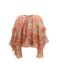 Zimmermann Floral Silk-Cotton Ruffled Blouse
