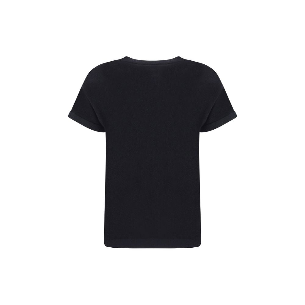 Brunello Cucinelli Black Cashmere-Silk T-Shirt