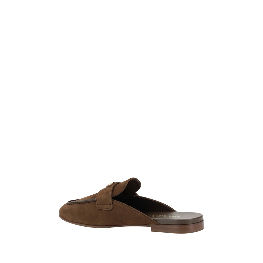 Prada Brown Suede Leather Mules