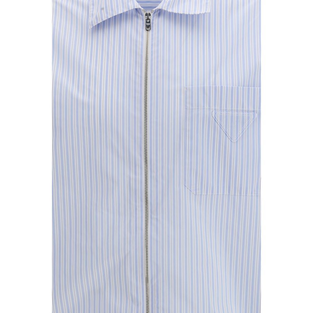 Prada Re-Nylon Striped Shirt Jacket - Blue