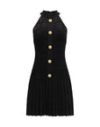 Balmain Tartan Tattoo Knit Mini Dress - Black