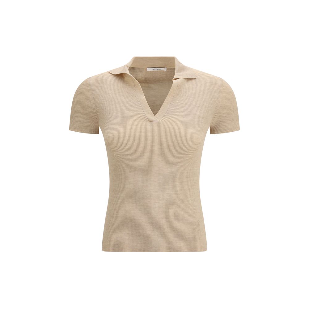 Max Mara Albero Fleece Wool Polo Shirt - Beige