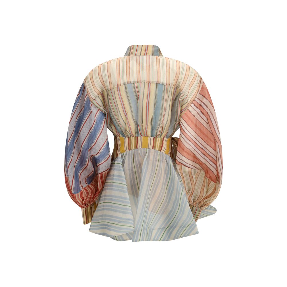 Zimmermann Rebellion Striped Linen-Silk Mini Dress
