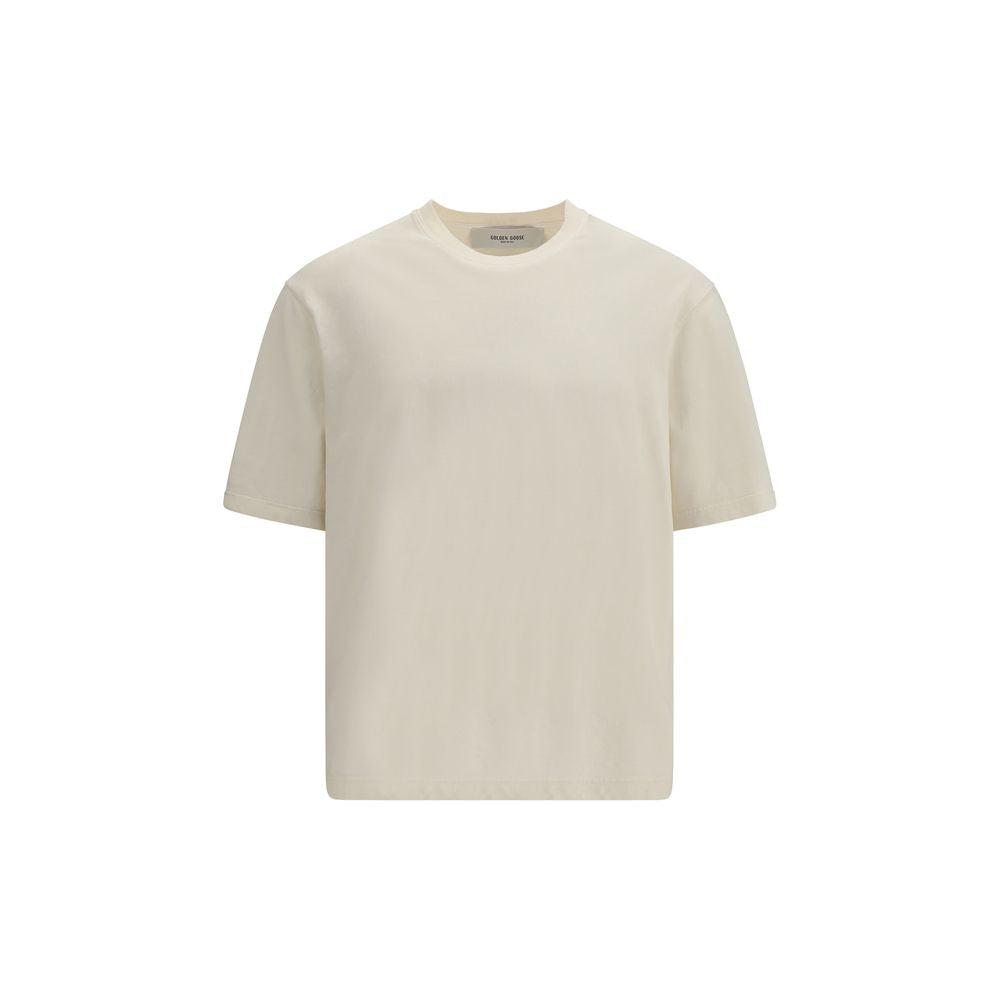Golden Goose Logo Beige Cotton T-Shirt