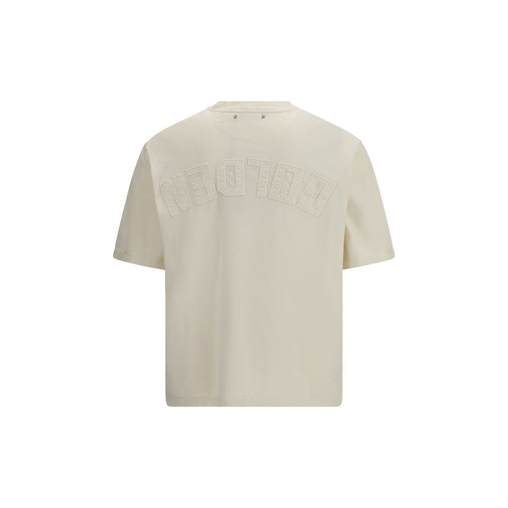 Golden Goose Logo Beige Cotton T-Shirt