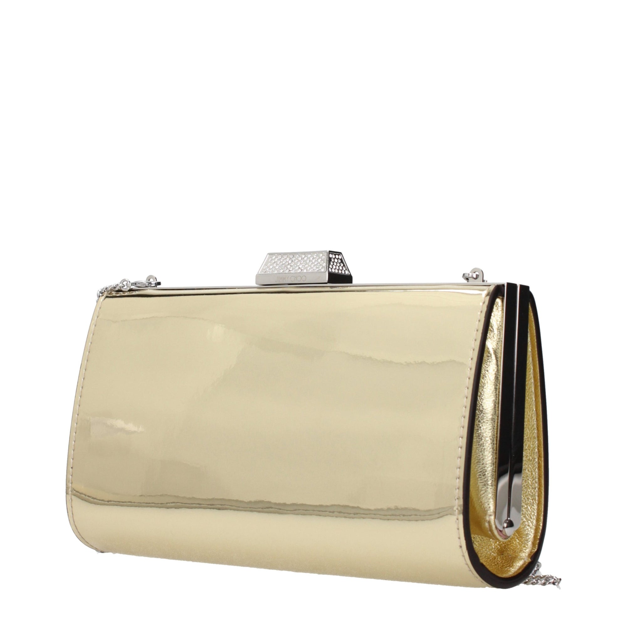 Jimmy Choo Zahra Gold Leather Clutch Bag