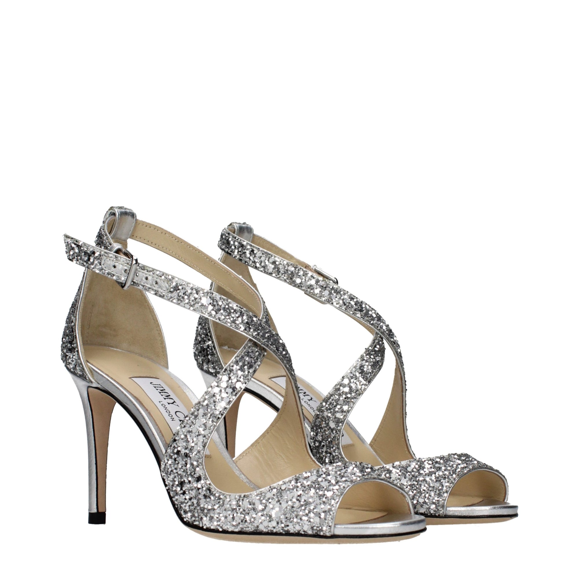 Jimmy Choo Emily 85 Stiletto Heels Silver