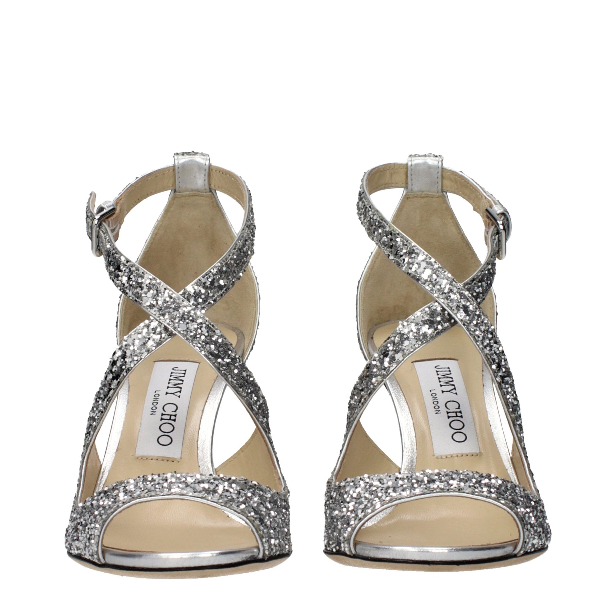 Jimmy Choo Emily 85 Stiletto Heels Silver