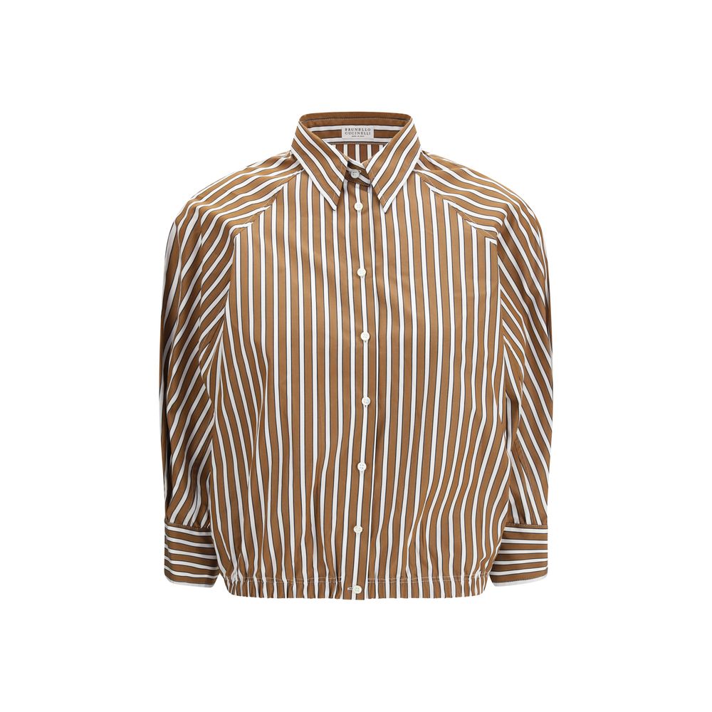 Brunello Cucinelli Striped Cropped Shirt