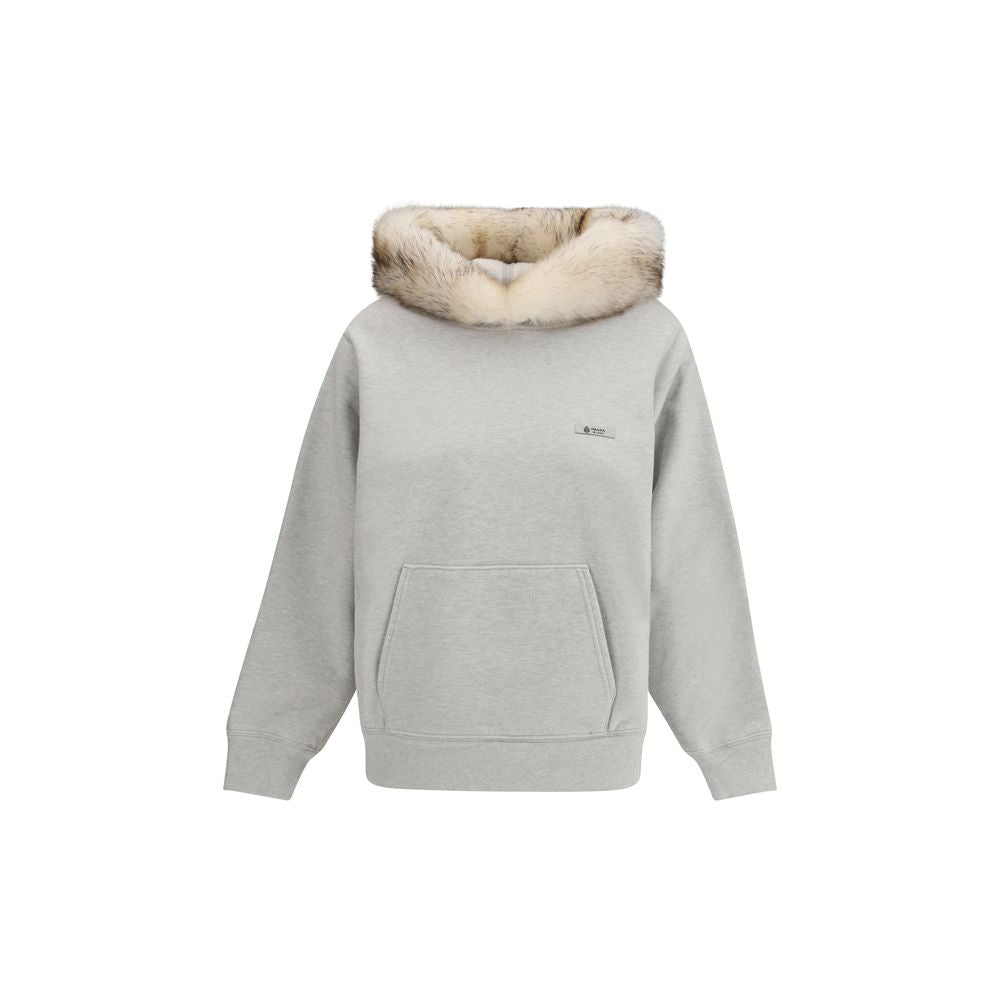 Prada Shearling Collar Sweatshirt - Marle Gray/Grey