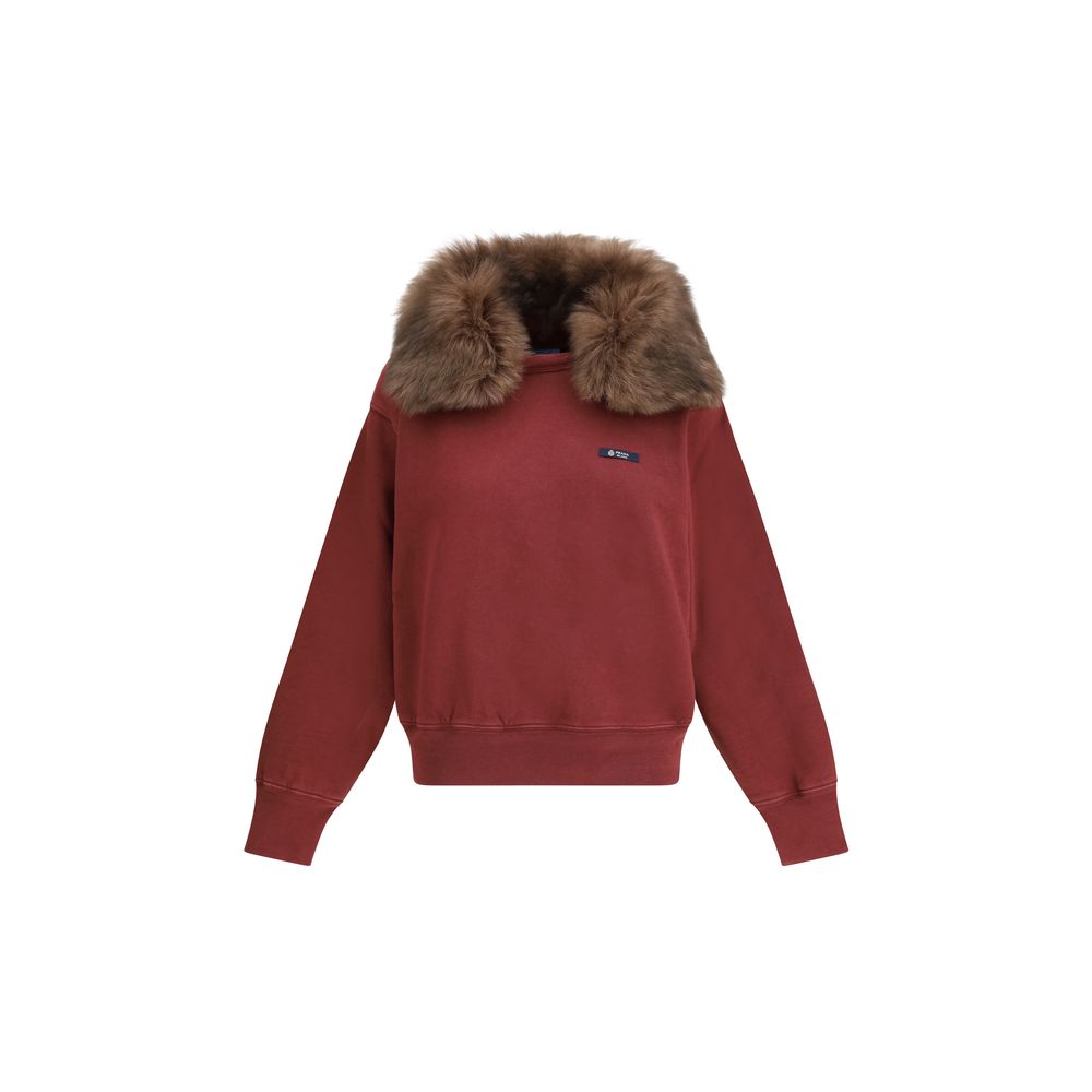 Prada Shearling Collar Sweatshirt - Burgundy