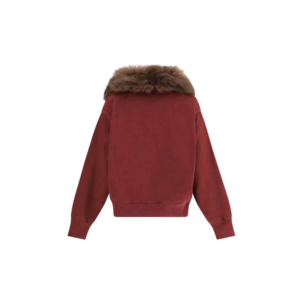 Prada Shearling Collar Sweatshirt - Burgundy