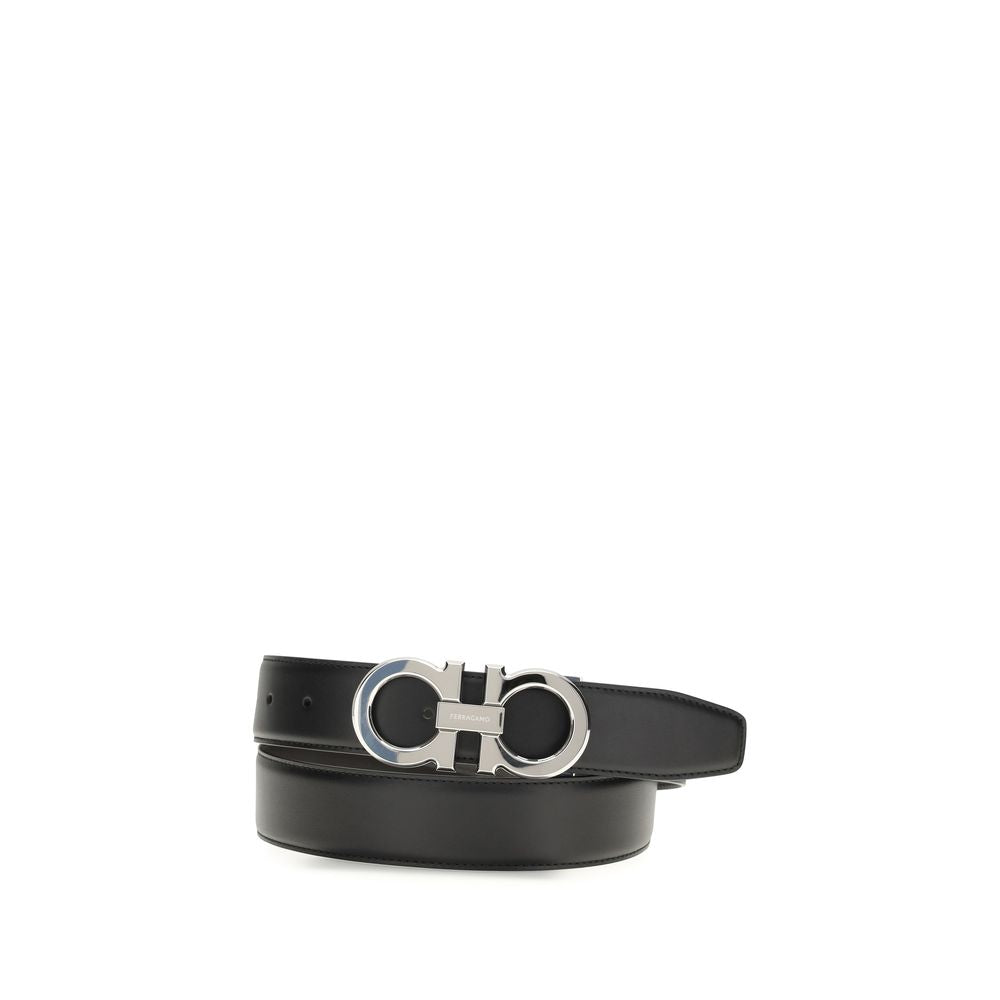 Ferragamo Gancini Reversible Leather Belt - Black