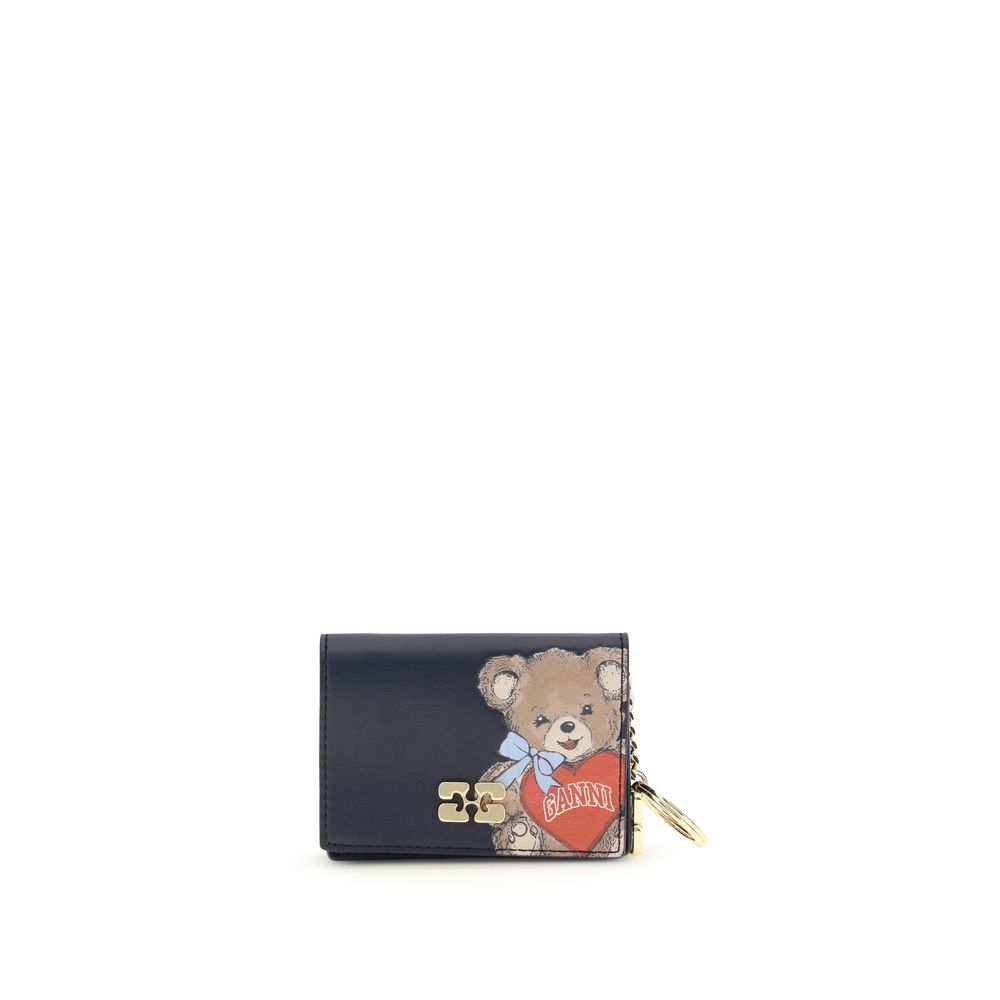 Ganni Teddy Bear Recycled Leather Card Holder