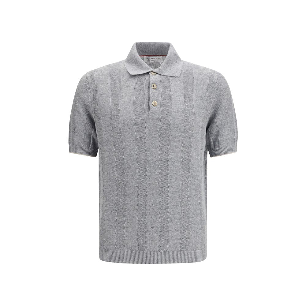 Brunello Cucinelli Gray/Grey Linen Knit Polo Shirt