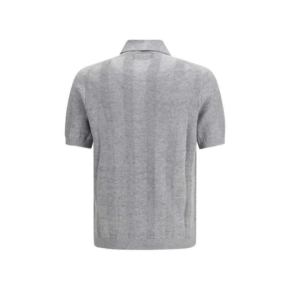 Brunello Cucinelli Gray/Grey Linen Knit Polo Shirt