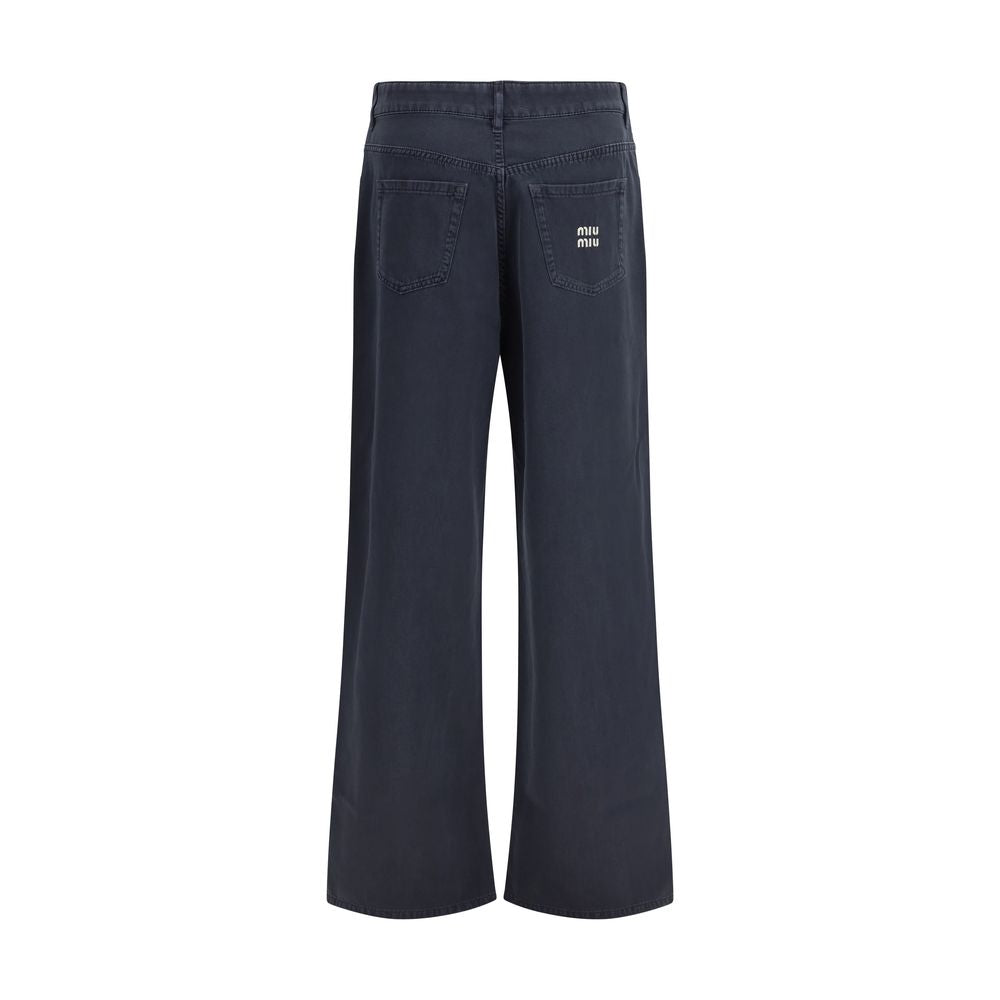Miu Miu Relaxed Flared Denim Jeans - Indigo Blue