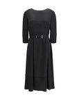 Prada Wool Blend Belted Midi Dress - Black